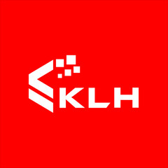 KLH letter technology logo design on red background. KLH creative initials letter IT logo concept. KLH setting shape design
