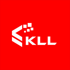 KLL letter technology logo design on red background. KLL creative initials letter IT logo concept. KLL setting shape design
