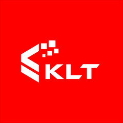 KLT letter technology logo design on red background. KLT creative initials letter IT logo concept. KLT setting shape design
