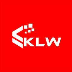 KLW letter technology logo design on red background. KLW creative initials letter IT logo concept. KLW setting shape design
