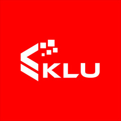KLU letter technology logo design on red background. KLU creative initials letter IT logo concept. KLU setting shape design
