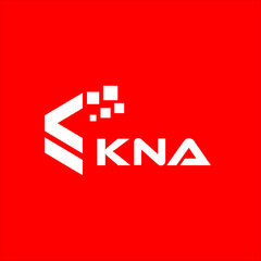 Obraz premium KNA letter technology logo design on red background. KNA creative initials letter IT logo concept. KNA setting shape design 