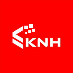 Obraz premium KNH letter technology logo design on red background. KNH creative initials letter IT logo concept. KNH setting shape design 