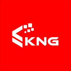 KNG letter technology logo design on red background. KNG creative initials letter IT logo concept. KNG setting shape design
