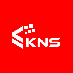 KNS letter technology logo design on red background. KNS creative initials letter IT logo concept. KNS setting shape design
