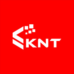 KNT letter technology logo design on red background. KNT creative initials letter IT logo concept. KNT setting shape design
