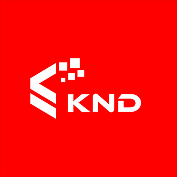 KND letter technology logo design on red background. KND creative initials letter IT logo concept. KND setting shape design
