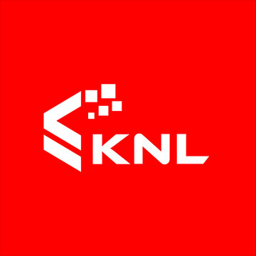 KNL letter technology logo design on red background. KNL creative initials letter IT logo concept. KNL setting shape design
