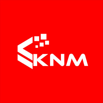 KNM letter technology logo design on red background. KNM creative initials letter IT logo concept. KNM setting shape design
