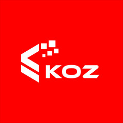 KOZ letter technology logo design on red background. KOZ creative initials letter IT logo concept. KOZ setting shape design
