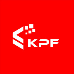 KPF letter technology logo design on red background. KPF creative initials letter IT logo concept. KPF setting shape design
