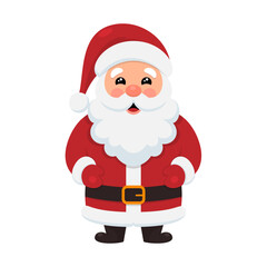 Cute Santa Claus. Cartoon character. New Year and Christmas design. Vector background