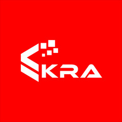 Obraz premium KRA letter technology logo design on red background. KRA creative initials letter IT logo concept. KRA setting shape design 