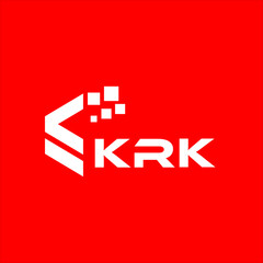 Obraz premium KRK letter technology logo design on red background. KRK creative initials letter IT logo concept. KRK setting shape design 
