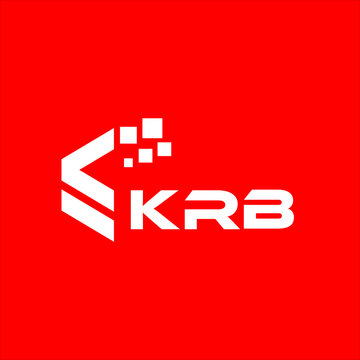 KRB letter technology logo design on red background. KRB creative initials letter IT logo concept. KRB setting shape design
