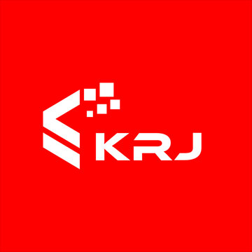 KRJ letter technology logo design on red background. KRJ creative initials letter IT logo concept. KRJ setting shape design
