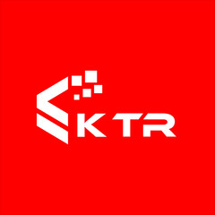 Obraz premium KTR letter technology logo design on red background. KTR creative initials letter IT logo concept. KTR setting shape design 