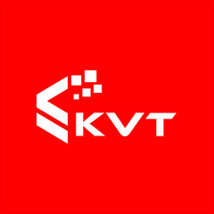 KVT letter technology logo design on red background. KVT creative initials letter IT logo concept. KVT setting shape design
