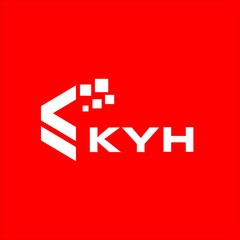Obraz premium KYH letter technology logo design on red background. KYH creative initials letter IT logo concept. KYH setting shape design 