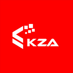 KZA letter technology logo design on red background. KZA creative initials letter IT logo concept. KZA setting shape design
