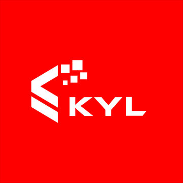 KYL letter technology logo design on red background. KYL creative initials letter IT logo concept. KYL setting shape design
