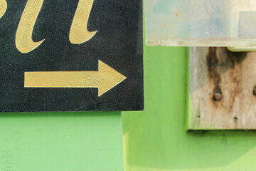 arrow sign for pointing somewhere, in house, for instruction and signing emergency