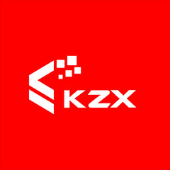 Obraz premium KZX letter technology logo design on red background. KZX creative initials letter IT logo concept. KZX setting shape design 