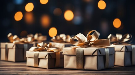 Packaging Christmas Gifts Boxes On Wooden , Background HD, Illustrations