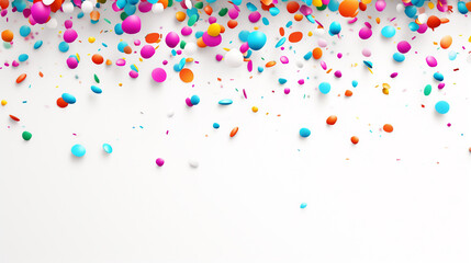 Colorful confetti on a white background. Abstract background with multicolored confetti. 