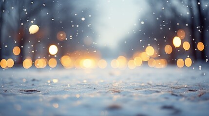 Fototapeta premium christmas lights in the snow