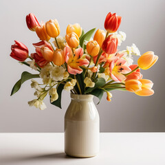 Beautiful spring tulips in vase