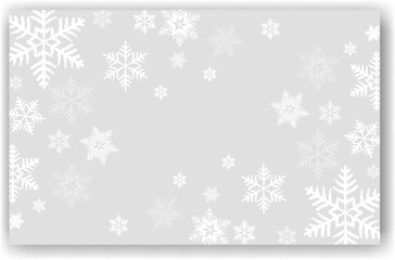 Cute falling snow flakes illustration. Wintertime speck frozen granules. Snowfall sky white teal gray wallpaper. Scattered snowflakes december theme. Snow hurricane landscape - obrazy, fototapety, plakaty
