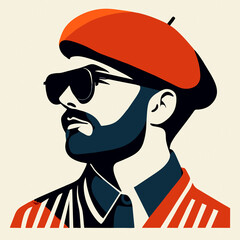 Hipster Harmony: Vector Portrait of the Cool Beatnik