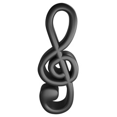 Treble clef or G clef clipart flat design icon isolated on transparent background, 3D render entertainment and music concept