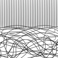 Vertical lines and tangled wire at the bottom of the canvas, simulating a hill.
