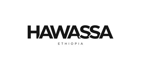Hawassa in the Ethiopia emblem. The design features a geometric style, vector illustration with bold typography in a modern font. The graphic slogan lettering.