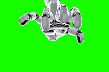 The robot arm controls humanity like puppets. Neural networks, AI superiority, singularity, information processing. copy space.