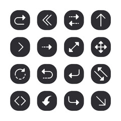 Set of Rectangle Arrow icon for web app simple silhouettes flat design