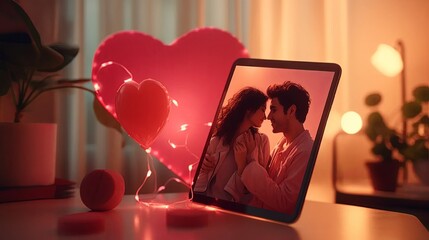 Digital Love on Valentine's Day - obrazy, fototapety, plakaty
