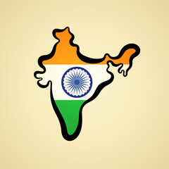 India - Map colored with flag