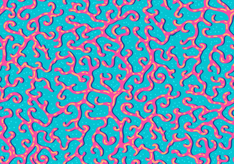 corals fans seamless pattern,  blue and pink underwater fancy groovy coastal marine nautical aquatic preppy ocean seafern seaweed  repeat design, vector illustration graphic print