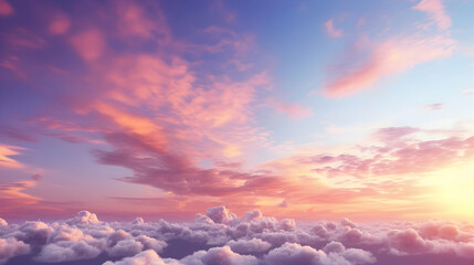 Naklejka na ściany i meble Twilight Skies, Atardecer Colorado, Bright epic sky, Purple Sunset Cloud,Generated Ai