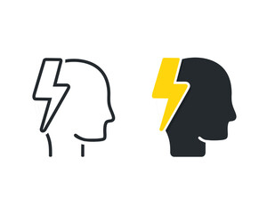 People heads with lightning , brainstorming. Illustration vector