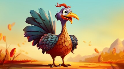 funny cartoon style. Happy bird