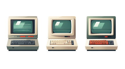 Collection of old computers, illustration, isolated or white background