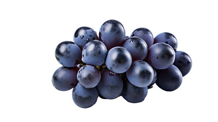 Purple fresh grape isolated in white transparent background.