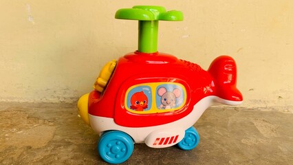 Fototapeta premium Beautiful Colorful Helicopter Toy. Children's toy helicopter. HD Footage