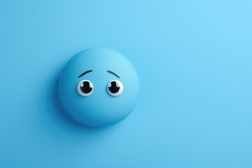Fototapeta premium Blue sad smiley face on a blue background