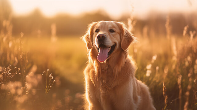 Golden Retriever (AKA Flat-coated Retriever or Yellow Retriever), AI Generated