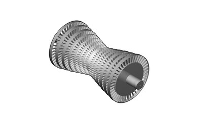Steam turbine illustration showing a double-flow configuration with impulse blades